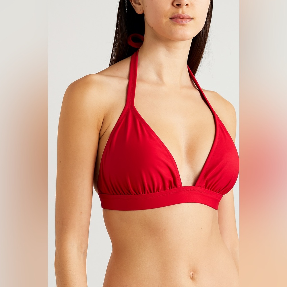 J.Crew NWT Red Triangle Halter Bikini Swim Top Size Large